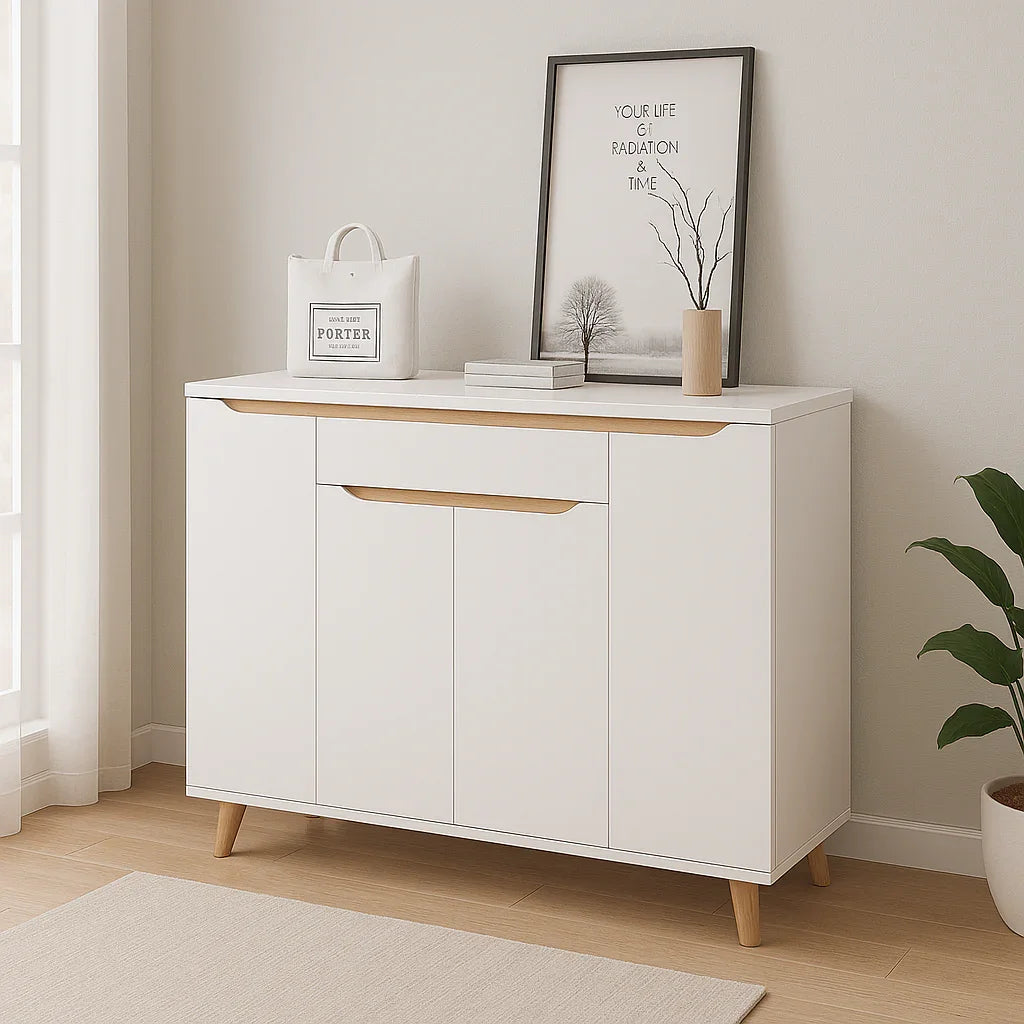 Shoe Rack - MDF wood - White - 140x35x110 cm - Cataloug