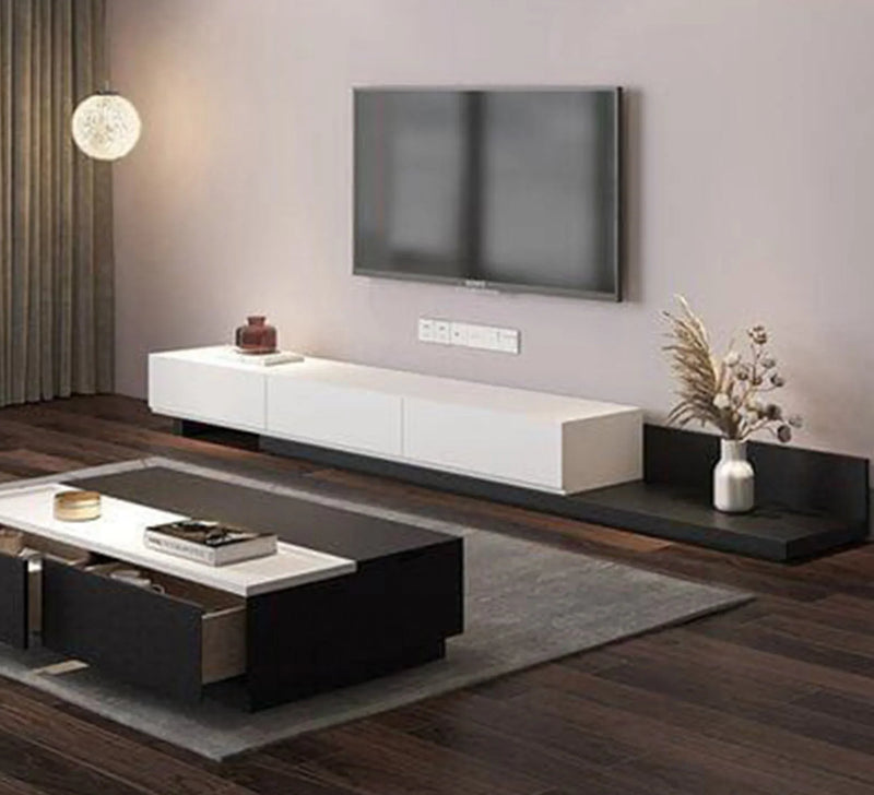 Bundle of TV Table and Coffee Table - MDF wood - White & Black - Cataloug