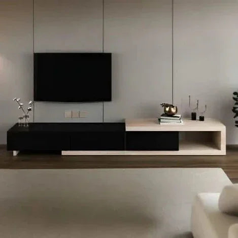 Bundle of TV Table and Coffee Table - MDF wood - Black & Beige - Cataloug