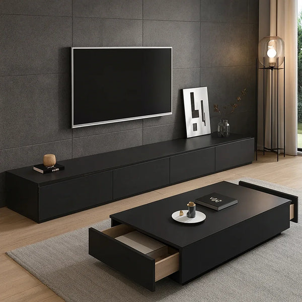 Bundle of TV Table and Coffee Table - MDF wood - Black - Cataloug