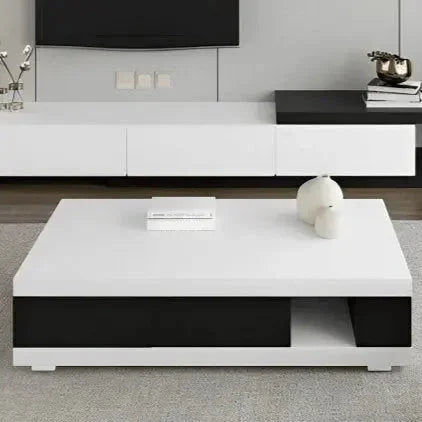 Bundle of TV Table and Coffee Table - MDF wood - White & Black - Cataloug
