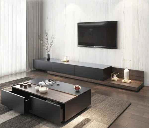 Bundle of TV Table and Coffee Table - MDF wood - Black & Brown - Cataloug