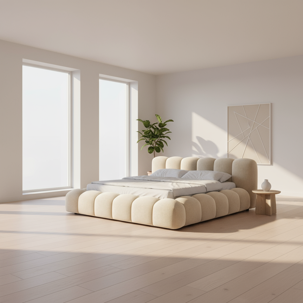 Bed- MDF Wood - Beige - Multi Size