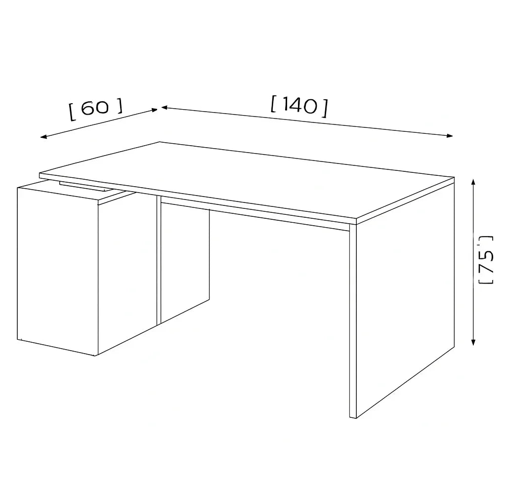 Desk - MDF Wood - Beige & White - 140x60x75 cm - Cataloug