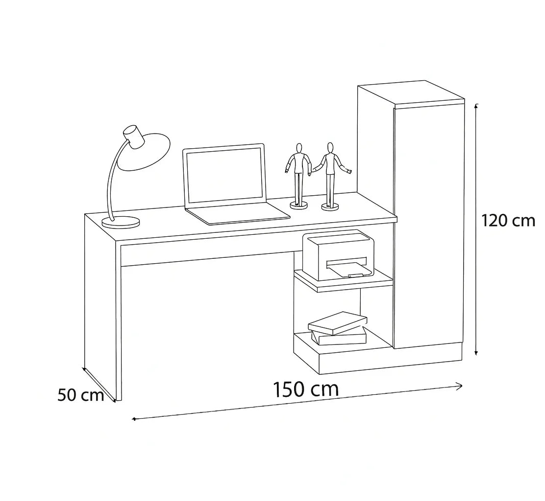 Desk - MDF Wood - White - 150x50x120 cm - Cataloug