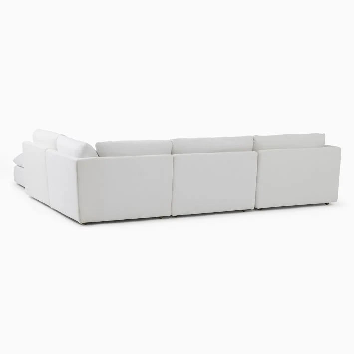Sofa L Shape - Natural Wood - Linen - Light Grey - 317 x 317 x 100 x 78 cm