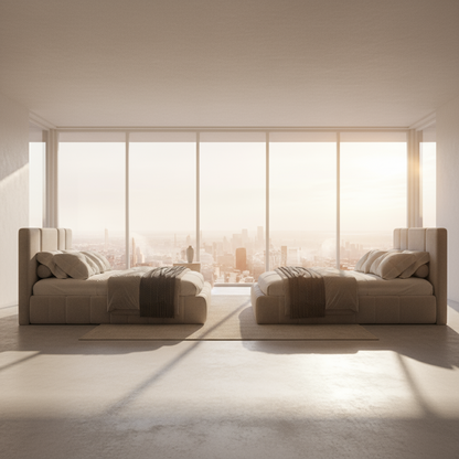 مجموهة 2 سرير - خشب أم دي أف - رمادي - متعدد المقاسات