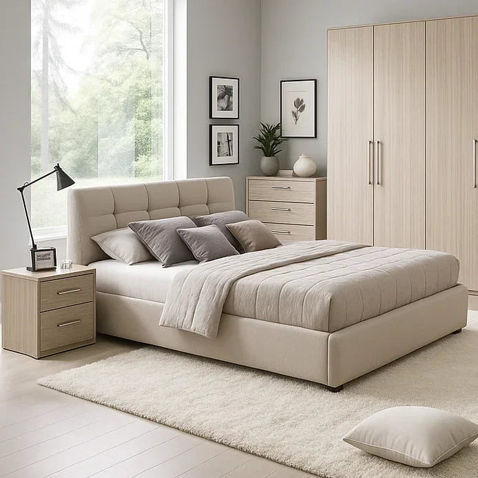 Full Bedroom - MDF Wood - White & Beige