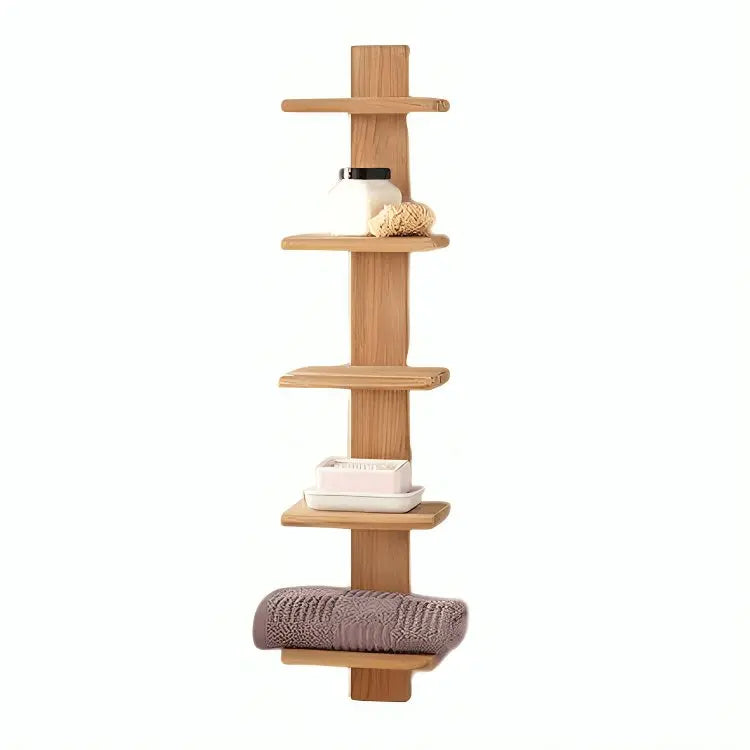 Wall mounted shelf - NW -Wooden color -25x12.5x90 cm