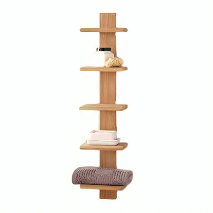 Wall mounted shelf - NW -Wooden color -25x12.5x90 cm