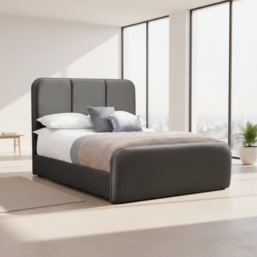 Bed- MDF Wood - Gray - Multi Size