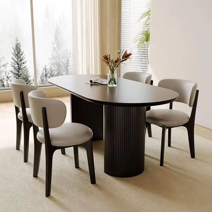 Dining table without chairs - Beech wood & MDF wood - Black - 200x90x77 cm