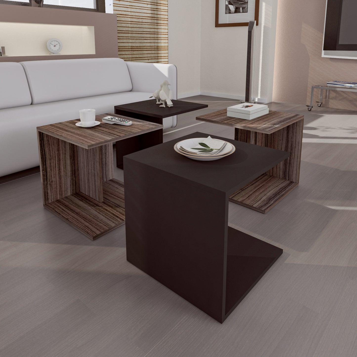 Coffee Table - MDF - Multi Color - 90x90x45 cm