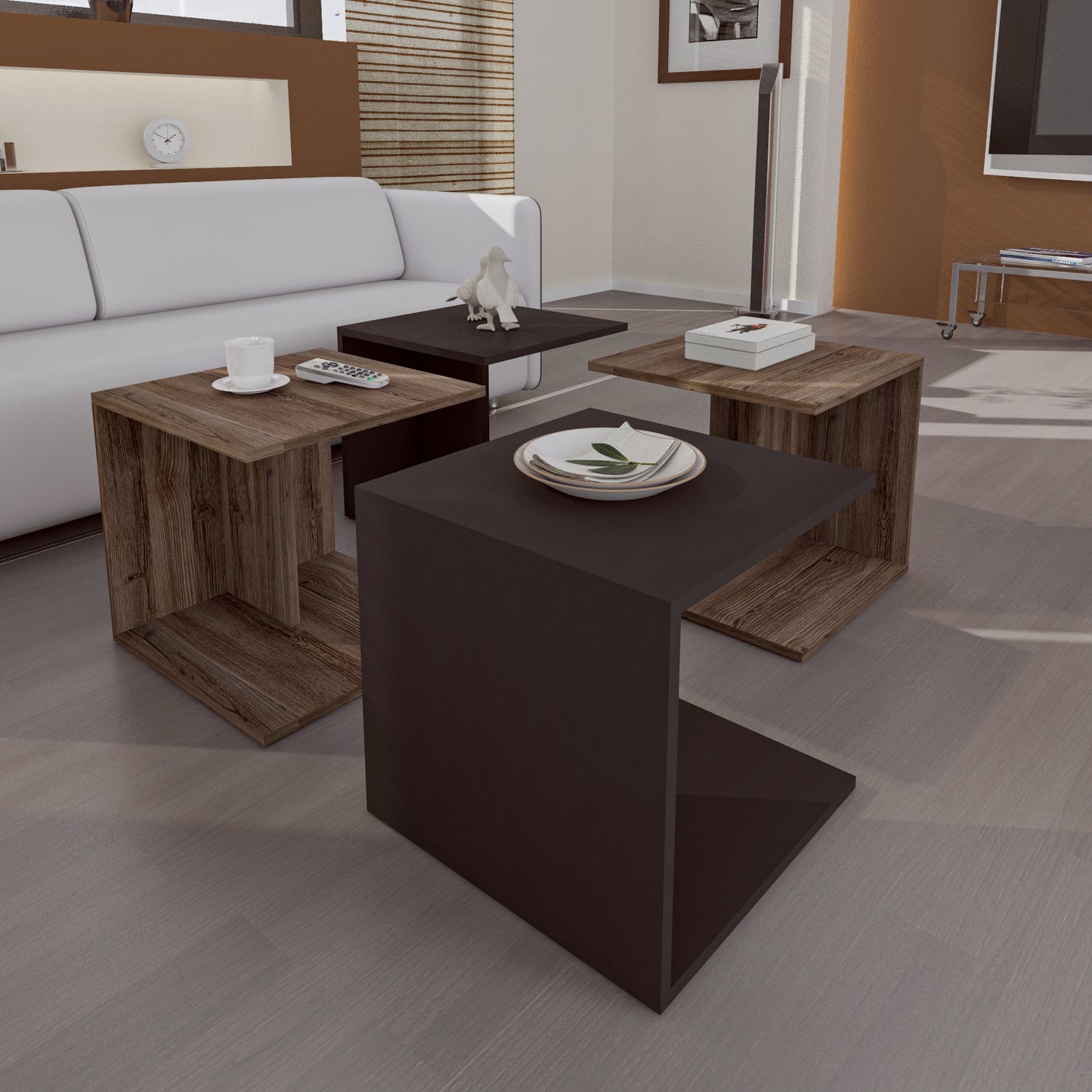 Coffee Table - Multi Color - MDF - 90x90x45 cm