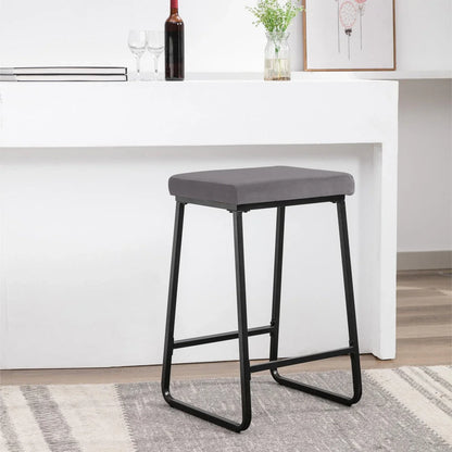 Bar Stool - Steel - Fabric - Black - 40x40x70 cm