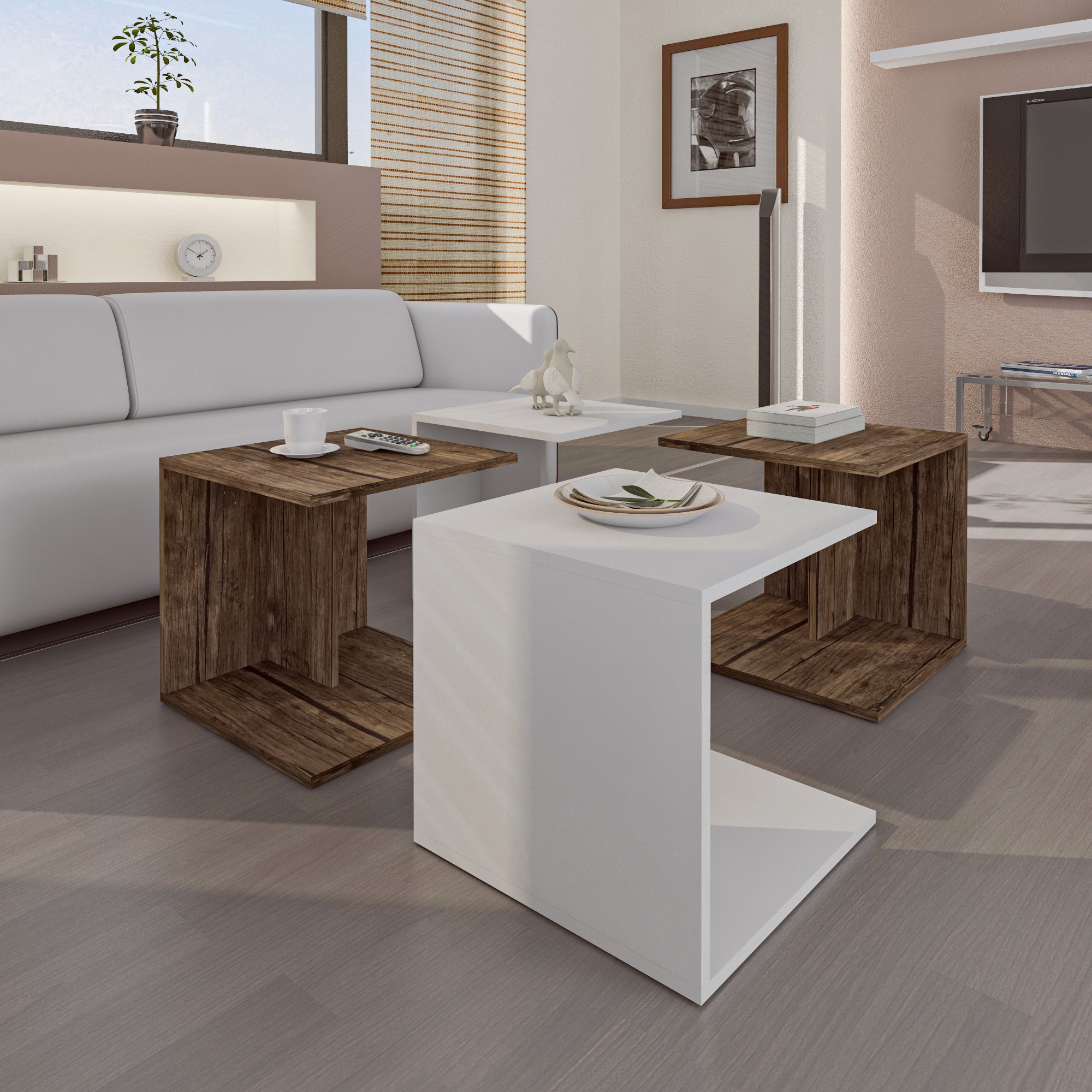 Coffee Table - MDF - Multi Color - 90x90x45 cm