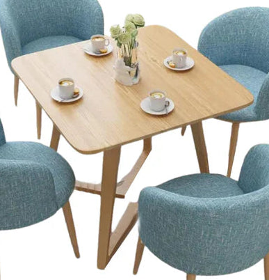 Dining table without chairs - Beech wood & MDF wood - Beige - 100x100x77 cm