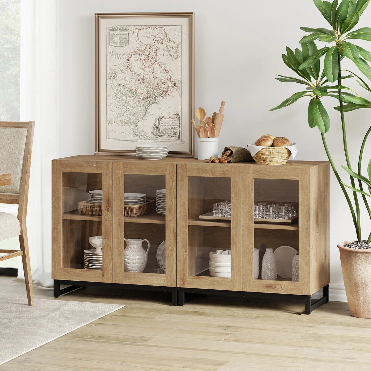 Buffet - MDF Wood - Beige - 160x40x78 cm