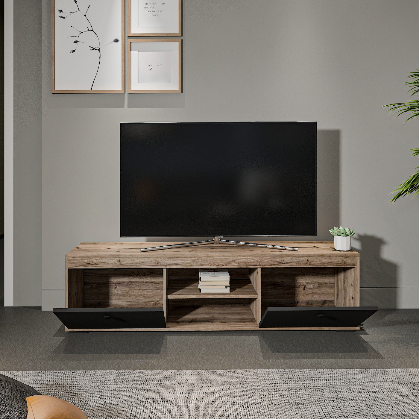 وحدة تلفزيون - خشب ام دي اف - متعدد الألوان - 160×35×44