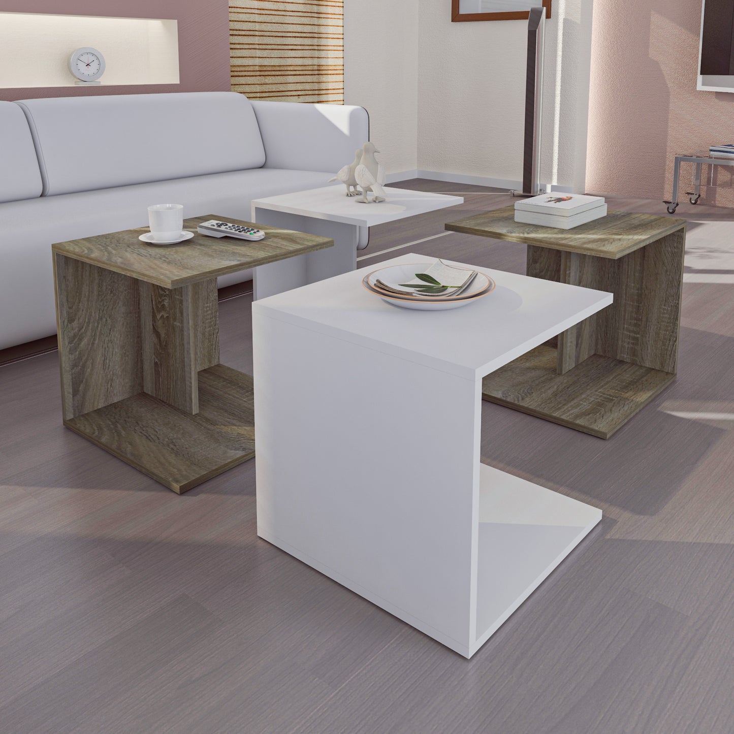 Coffee Table - Multi Color - MDF - 90x90x45 cm