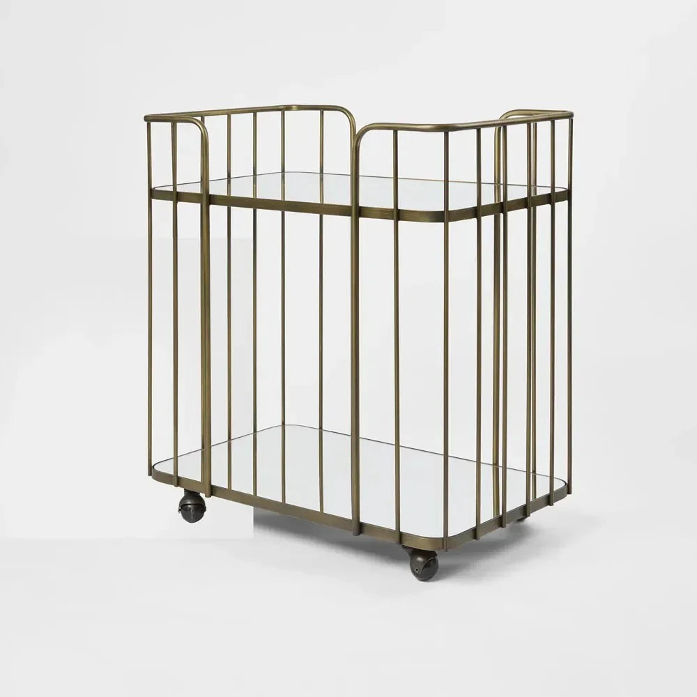 Serving Table - Steel - Glass - Gold - 80x40x80 cm
