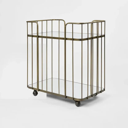 Serving Table - Steel - Glass - Gold - 80x40x80 cm