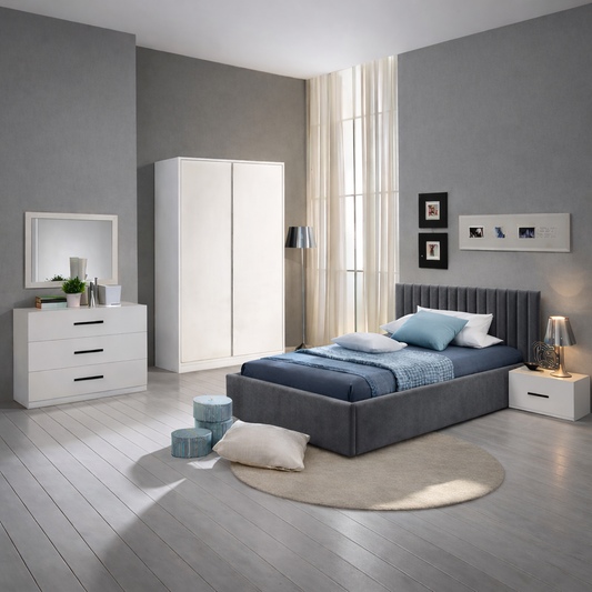 غرفة نوم شباب كامله - خشب ام دي اف - أبيض