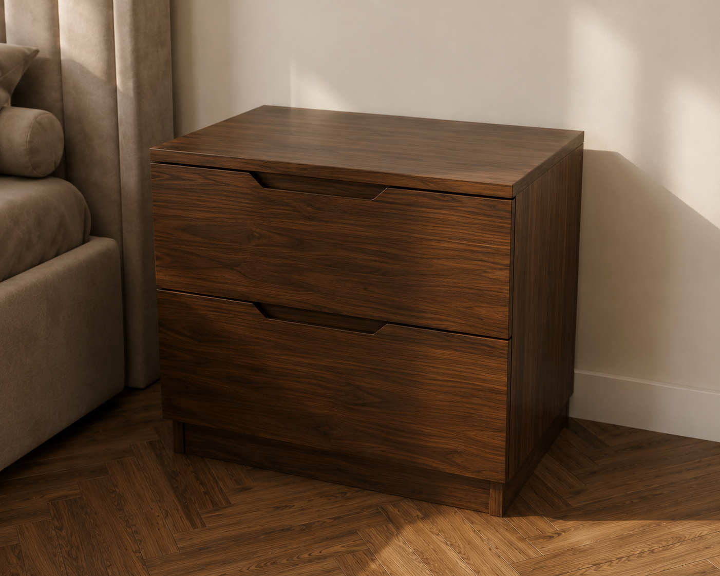 Full Bedroom  - MDF Wood - Brown - Reflective Glass