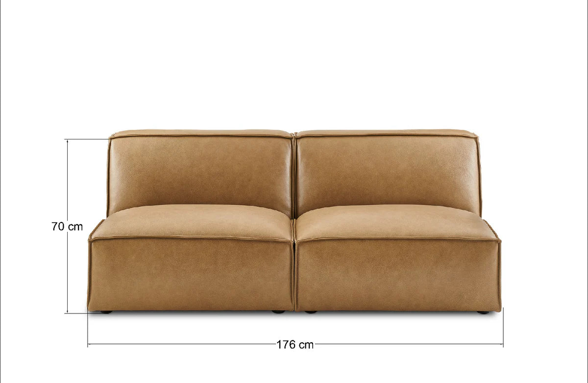 Sofa - Natural Wood - Leather - Brown - Multi Size