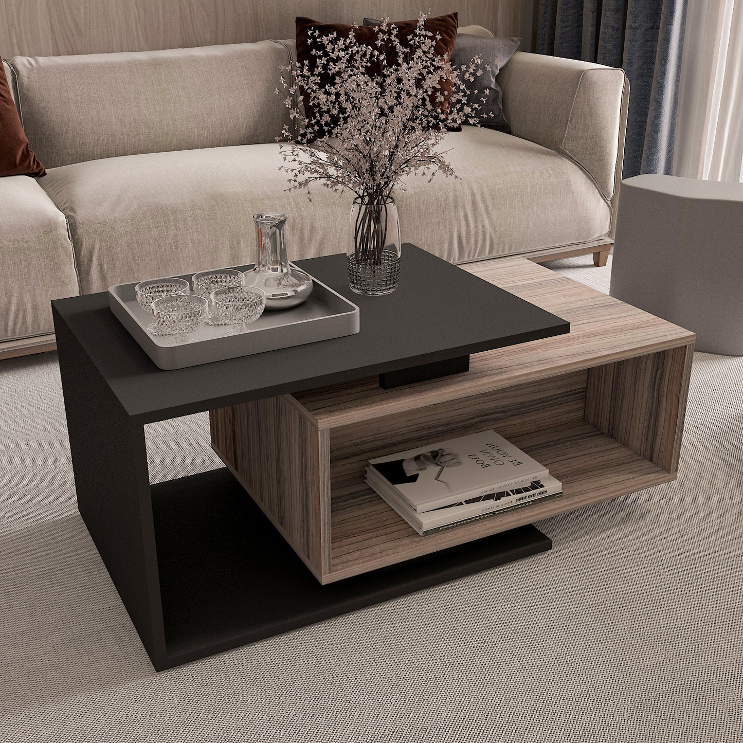 Coffee Table - MDF - Multi Color -100x50x41.4 cm
