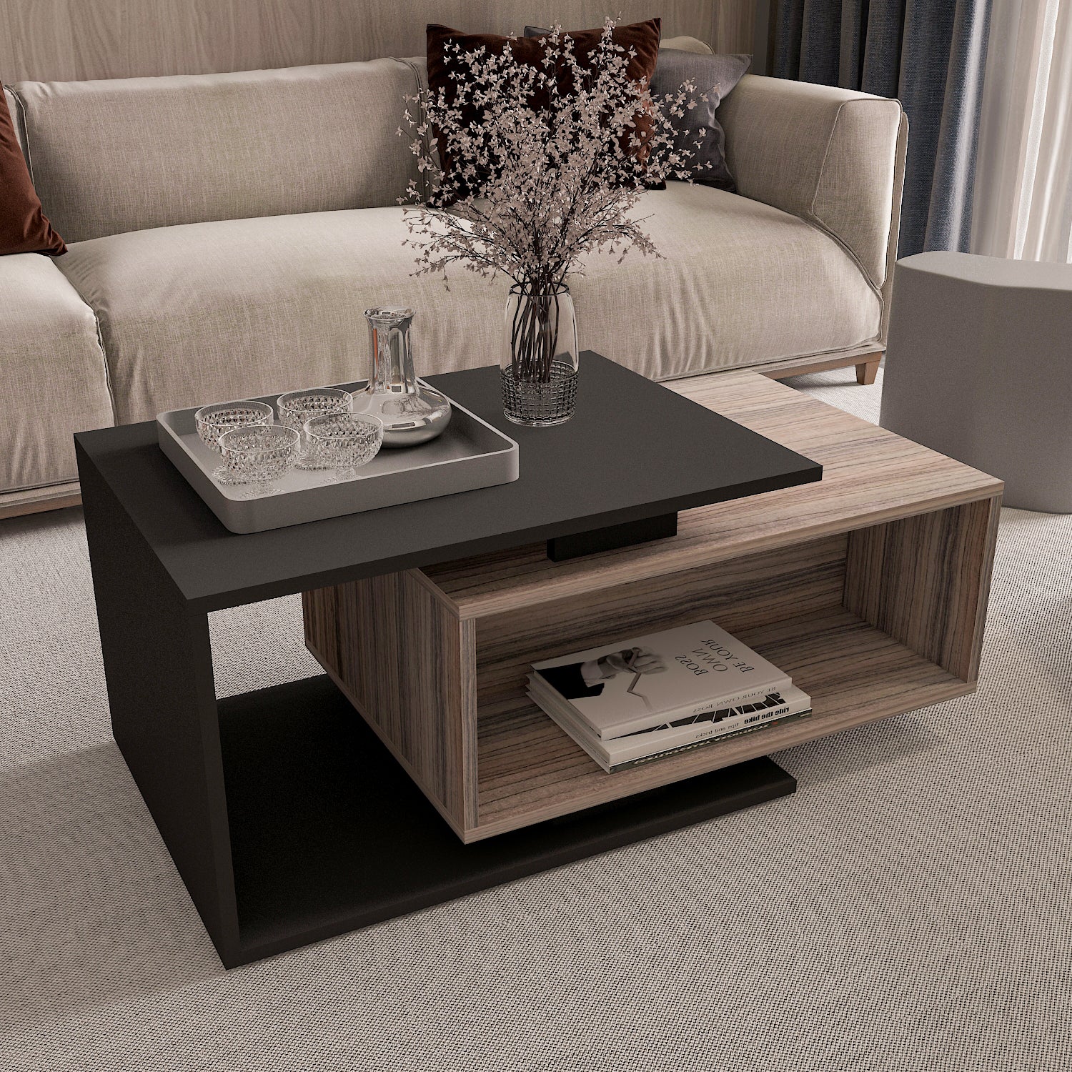 Coffee Table - MDF - Multi Color -100x50x41.4 cm