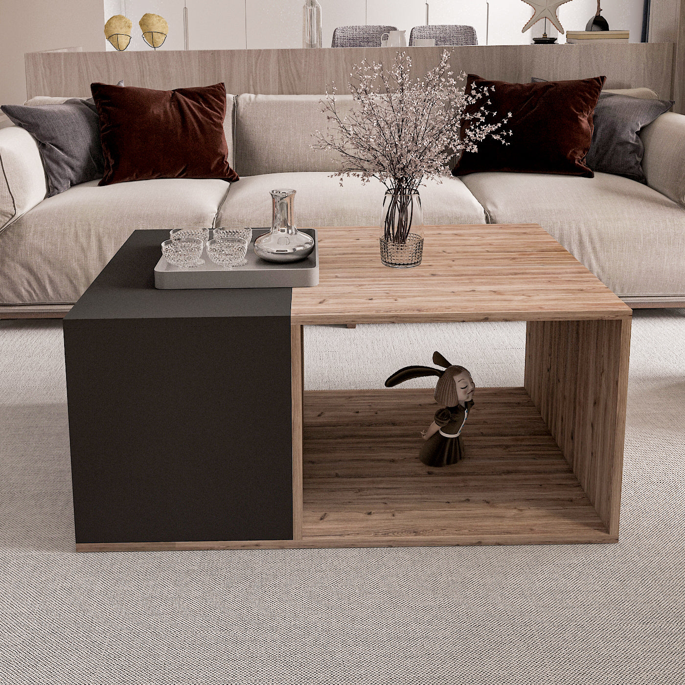 Coffee Table - Multi Color - MDF - 100x60x40 cm