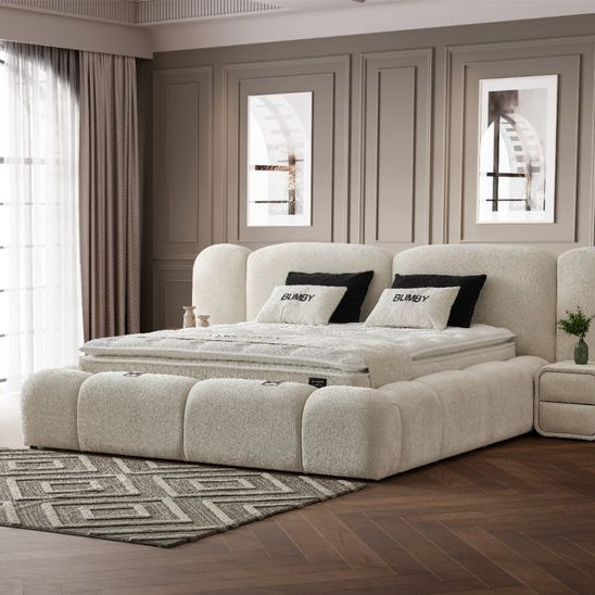 سرير - خشب MDF - بيج - متعدد المقاسات