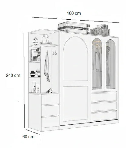 Wardrobe - MDF Wood - White - 180x60x240 cm