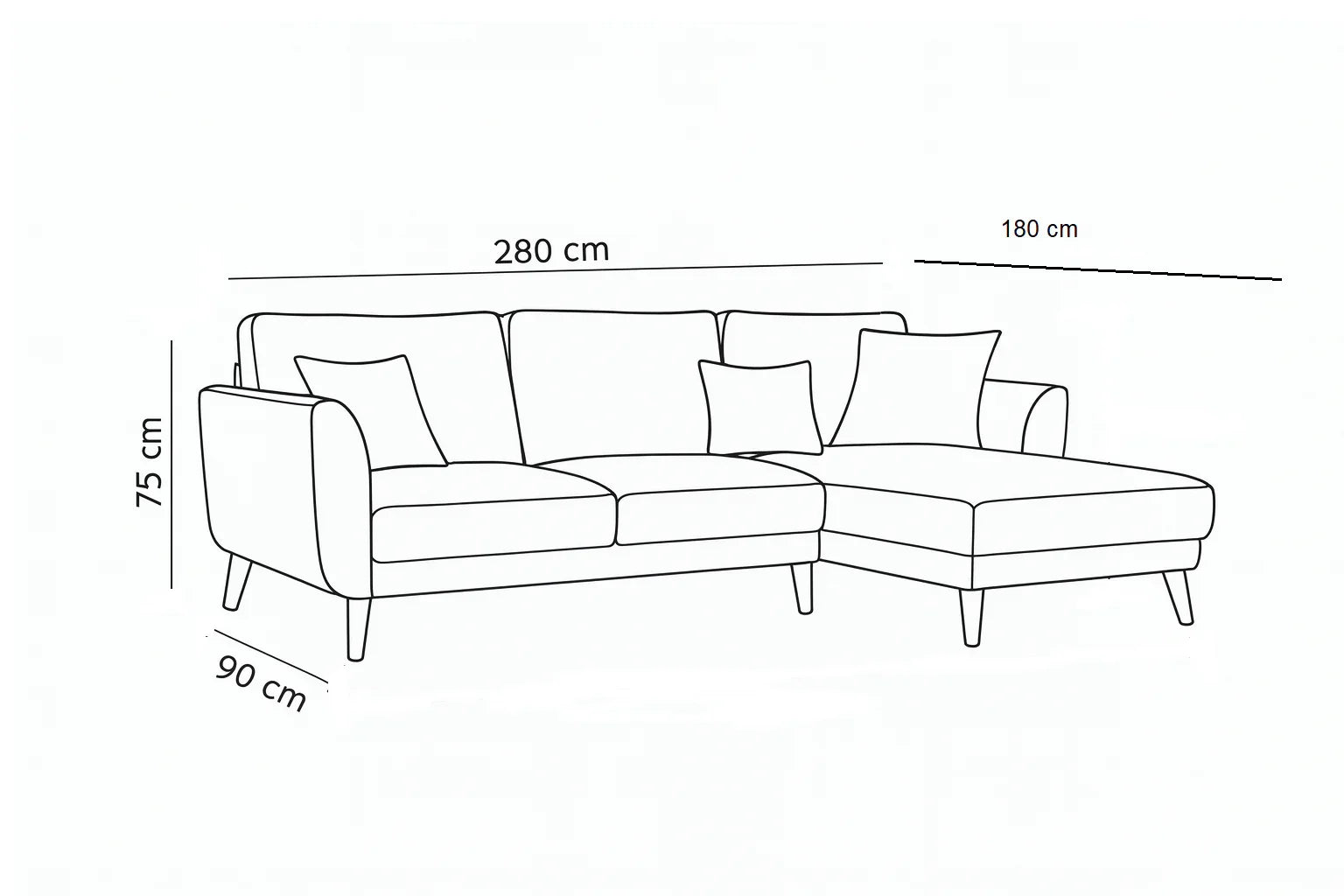 Sofa Beech Wood Linen Pink 280??180??90??75 cm - Cataloug