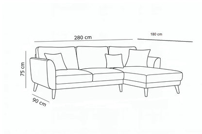 Sofa Beech Wood Linen Pink 280??180??90??75 cm - Cataloug