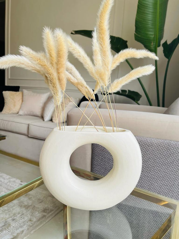 Pottery Vase-Pirde - Off White- 15x22 cm