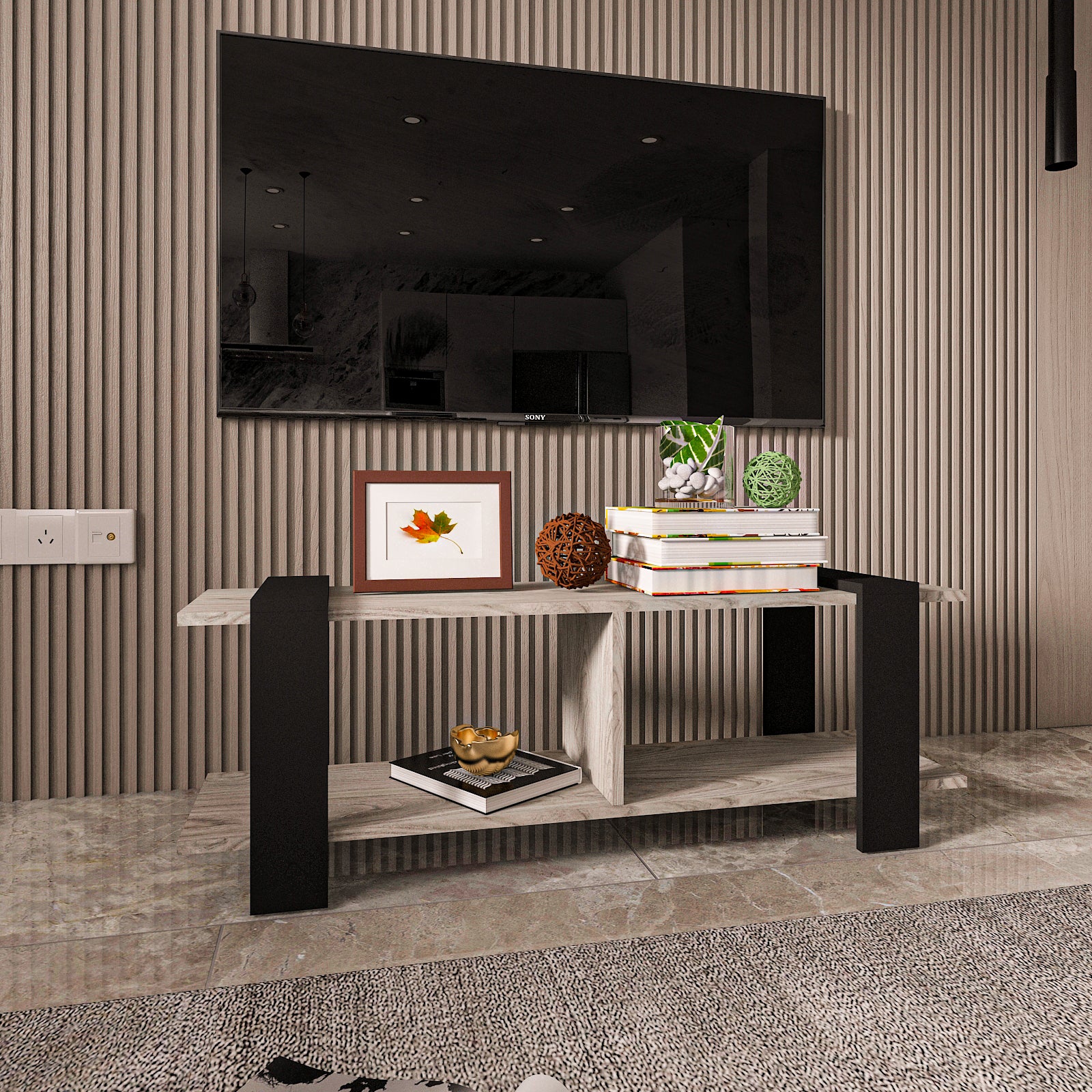 وحدة تلفزيون - خشب MDF - متعدد الألوان - 120×30×43