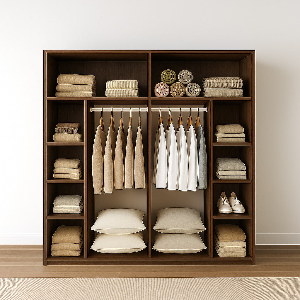 Wardrobe - MDF Wood -Brown & White - 180x60x200 cm