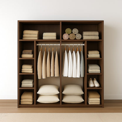 Wardrobe - MDF Wood -Brown & White - 180x60x200 cm
