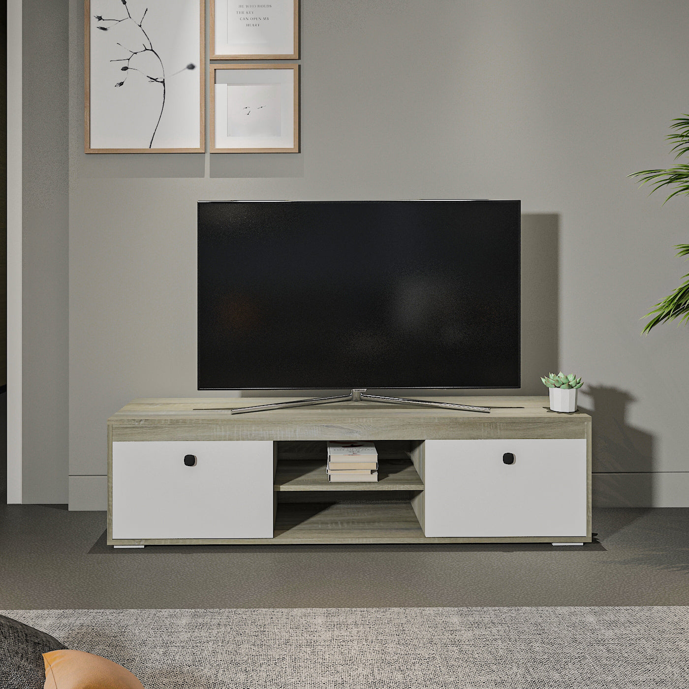 وحدة تلفزيون - خشب ام دي اف - متعدد الألوان - 160×35×44