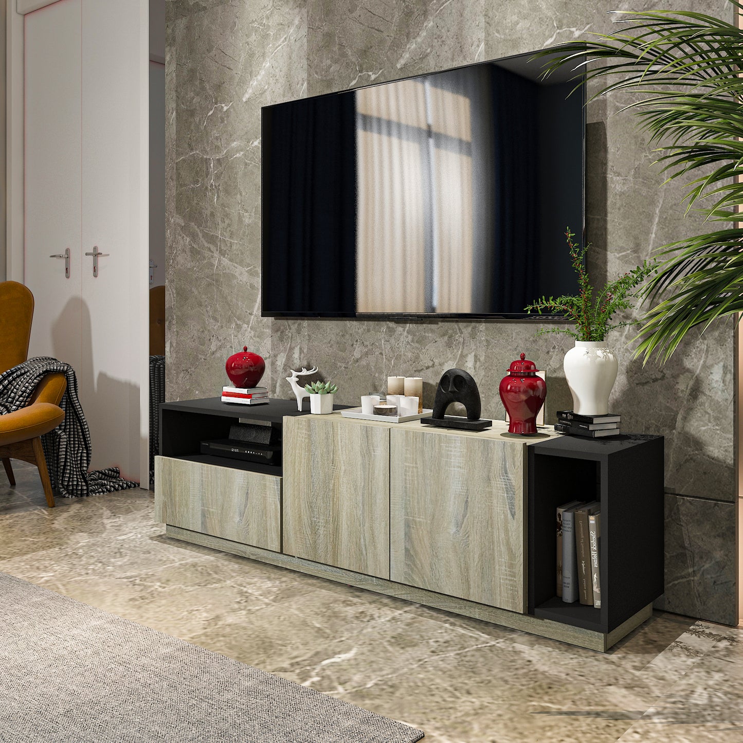 TV Unit - MDF - Multi Color - 160x35x45 cm