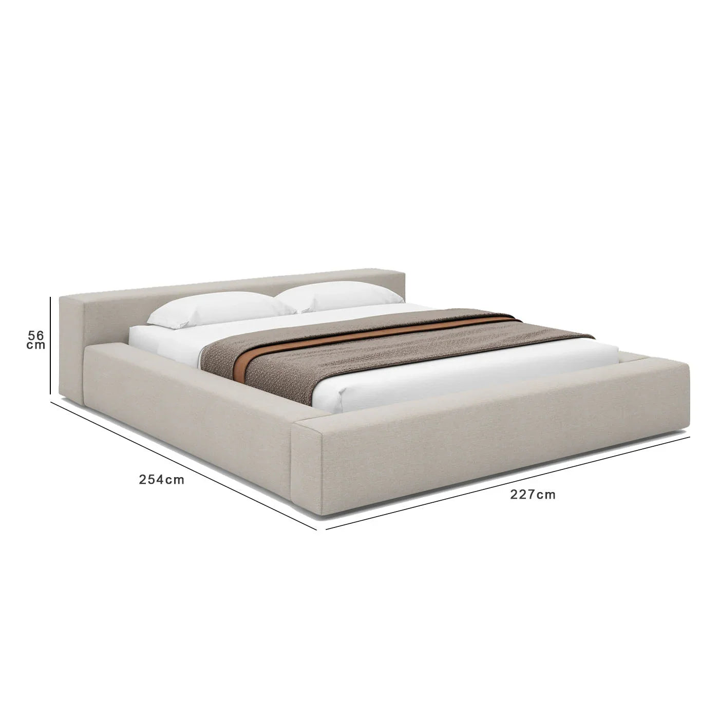 Bed - MDF - Linen - Beige - Cataloug
