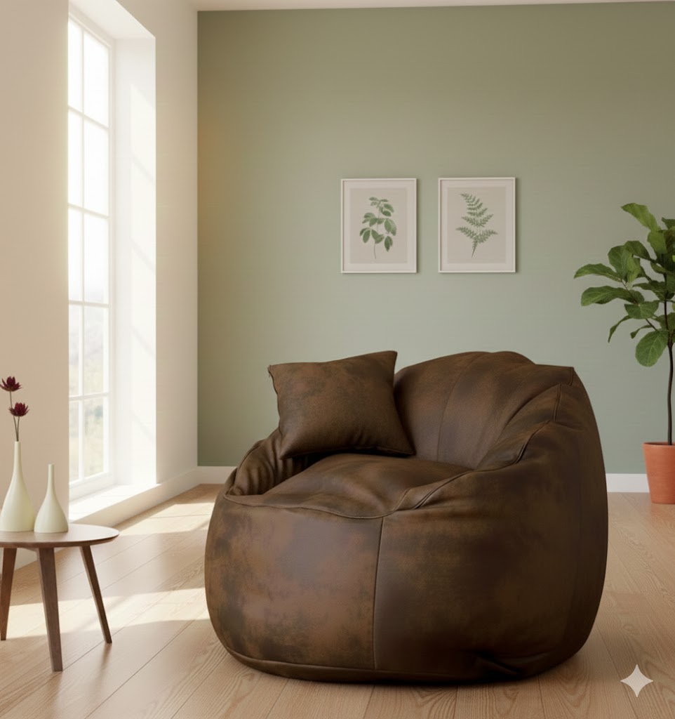 Marc Leather Bean Bag - Leather - Multi Color - 100x85x55 cm