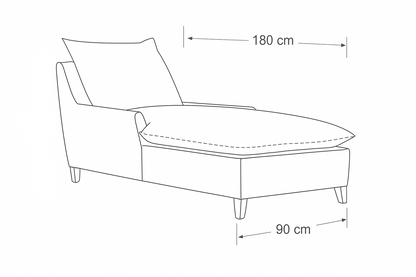 Chaise Longue Beech Wood Linen Grey 180×90