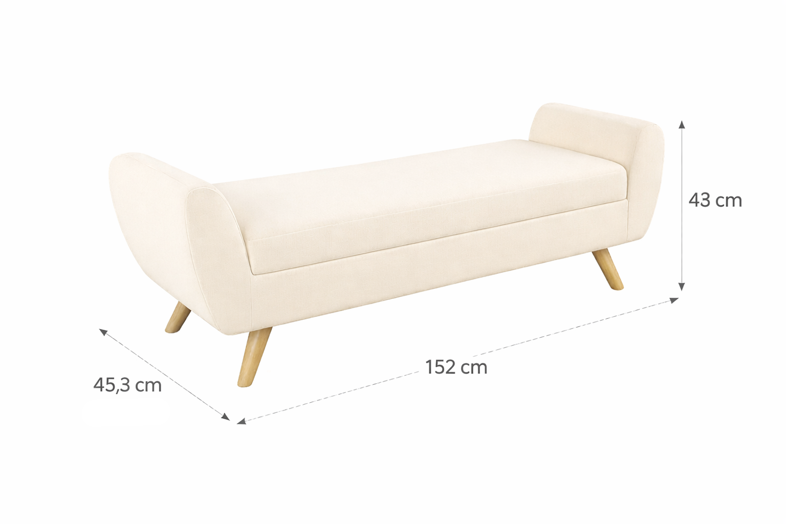 Banquette ( Storage ) - MDF Wood - Multi Color - Linen - 152x43x45 cm