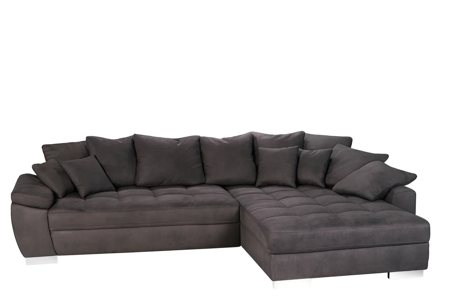 Sofa L Shape - Beech Wood - Linen Fabric - Brown - 260x200x90 cm - Cataloug