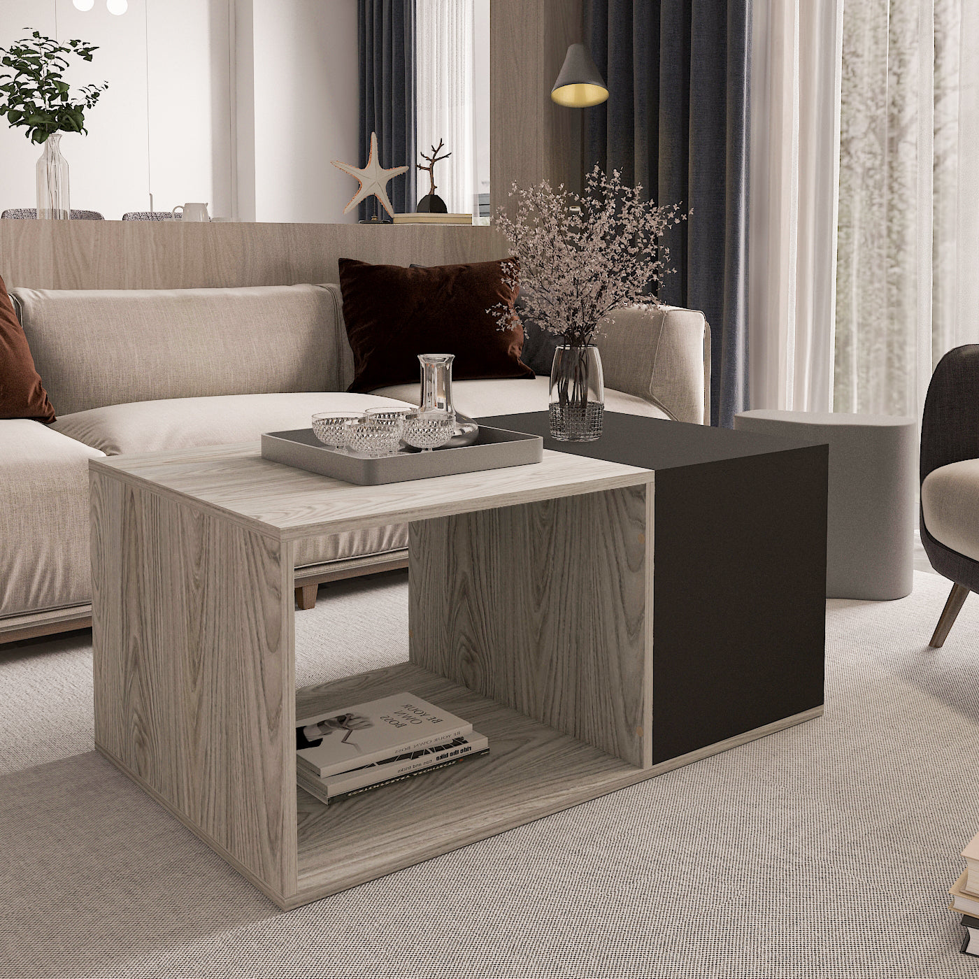 Coffee Table - Multi Color - MDF - 100x60x40 cm