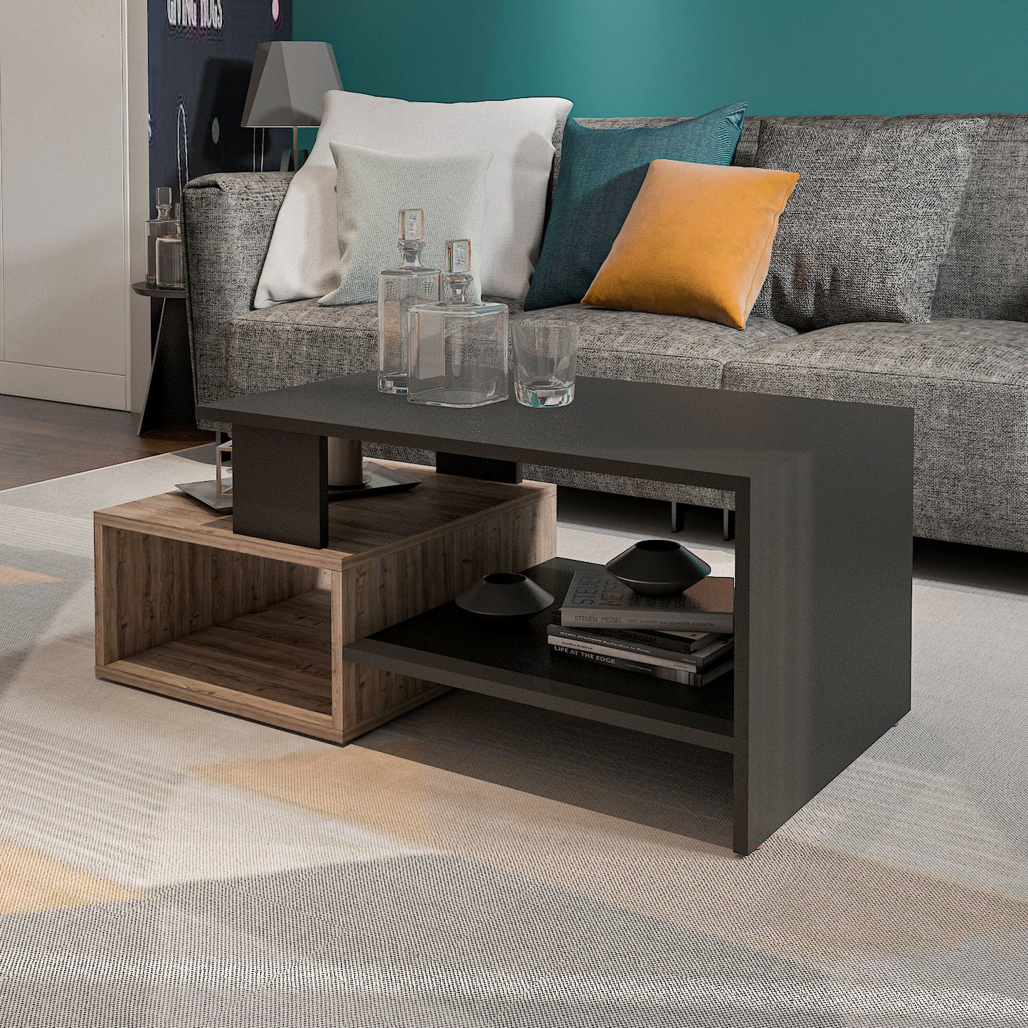 Coffee Table - Multi Color - MDF - 100x50x40 cm