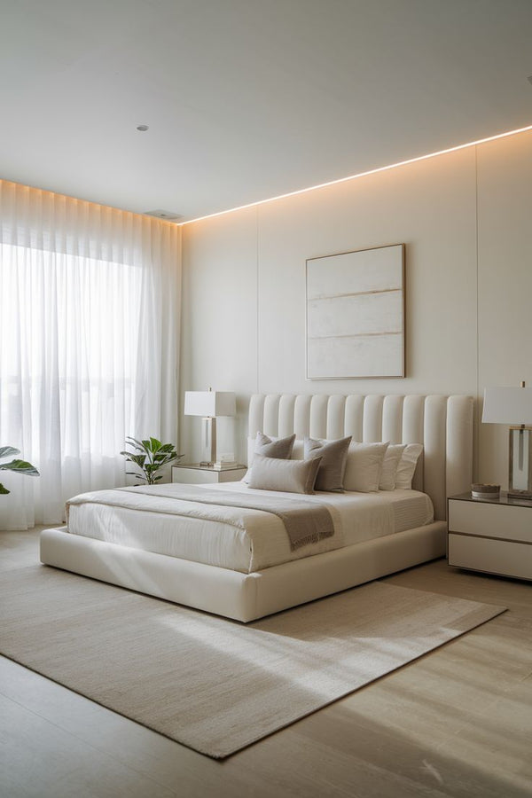 سرير - خشب ام دي اف- أبيض - متعدد المقاسات